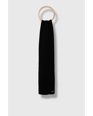 Calvin Klein szalik wełniany kolor czarny gładki