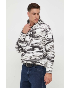 Calvin Klein bluza męska kolor szary z kapturem wzorzysta
