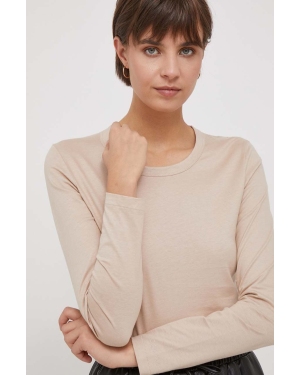 Calvin Klein longsleeve bawełniany kolor beżowy