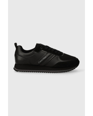Calvin Klein sneakersy skórzane LOW TOP LACE UP MIX kolor czarny HM0HM01280