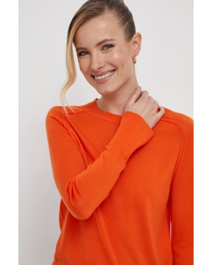 Calvin Klein sweter wełniany damski kolor pomarańczowy lekki