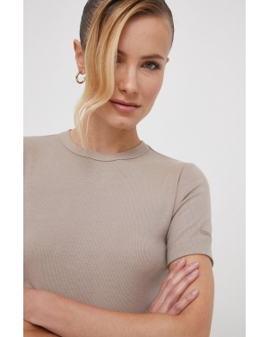 Calvin Klein t-shirt damski kolor beżowy
