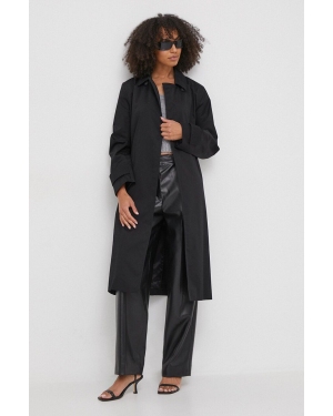 Calvin Klein trencz damski kolor czarny przejściowy dwurzędowy