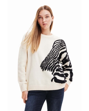 Desigual sweter damski kolor biały