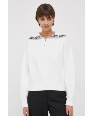 Dkny sweter damski kolor biały ciepły z golfem