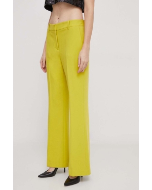 Dkny spodnie damskie kolor żółty szerokie high waist UK3PX024