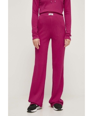 Guess spodnie damskie kolor różowy dopasowane high waist