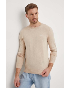 Guess sweter z domieszką jedwabiu kolor beżowy lekki