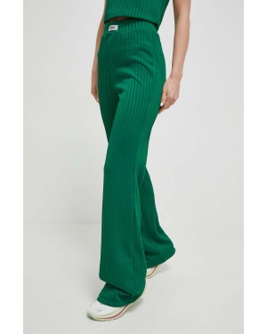 Guess spodnie damskie kolor zielony dopasowane high waist