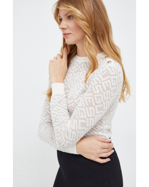 Guess sweter z domieszką wełny damski kolor beżowy lekki