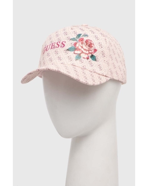 Guess czapka z daszkiem bawełniana DENISE kolor różowy wzorzysta W4RZ05 WO080