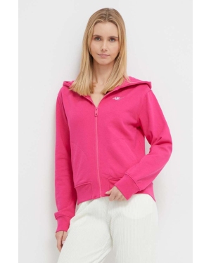 Guess bluza bawełniana damska kolor różowy z kapturem z aplikacją