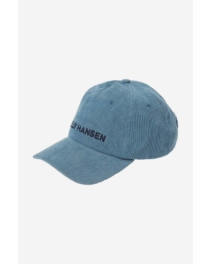 Helly Hansen czapka z daszkiem sztruksowa Graphic Cap kolor niebieski z aplikacją 48146-11