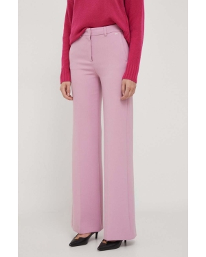 Joop! spodnie damskie kolor różowy szerokie high waist
