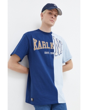 Karl Kani t-shirt bawełniany kolor niebieski wzorzysty