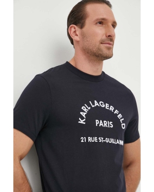 Karl Lagerfeld t-shirt bawełniany męski kolor granatowy z aplikacją