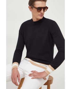 Karl Lagerfeld sweter wełniany męski kolor czarny lekki