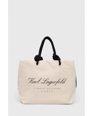 Karl Lagerfeld torba plażowa kolor beżowy