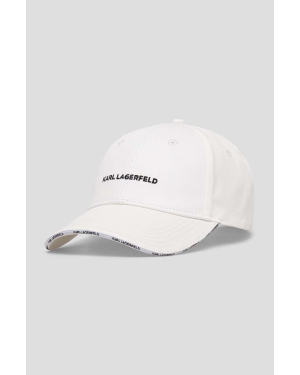 Karl Lagerfeld czapka z daszkiem bawełniana kolor biały z aplikacją