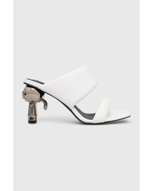 Karl Lagerfeld klapki skórzane IKON HEEL damskie kolor biały na słupku KL39005