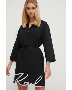 Karl Lagerfeld sukienka bawełniana kolor czarny