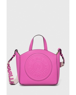 Karl Lagerfeld torebka skórzana kolor różowy