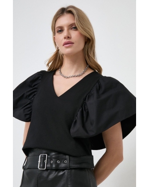 Karl Lagerfeld bluzka bawełniana kolor czarny gładka