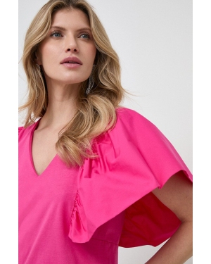 Karl Lagerfeld bluzka bawełniana kolor różowy gładka