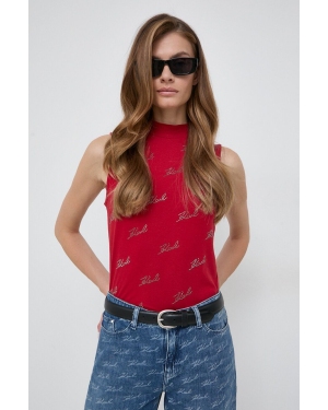 Karl Lagerfeld top damski kolor czerwony z półgolfem