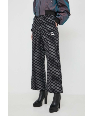Karl Lagerfeld spodnie bawełniane kolor czarny szerokie high waist