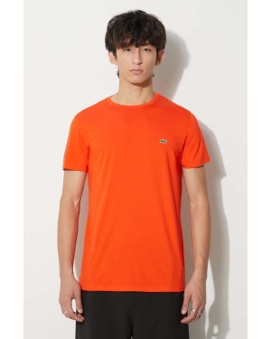 Lacoste t-shirt bawełniany kolor pomarańczowy gładki TH6709-001.
