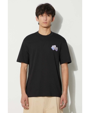Lacoste t-shirt bawełniany męski kolor czarny z aplikacją
