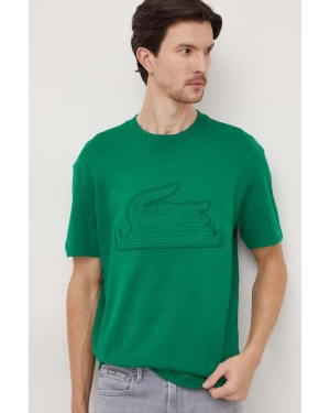 Lacoste t-shirt bawełniany męski kolor zielony z aplikacją
