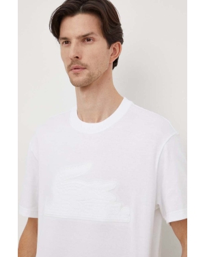 Lacoste t-shirt bawełniany męski kolor biały z aplikacją