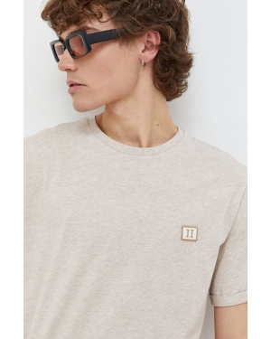 Les Deux t-shirt bawełniany męski kolor beżowy melanżowy