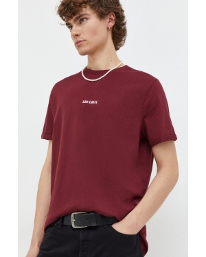 Les Deux t-shirt bawełniany męski kolor bordowy z nadrukiem