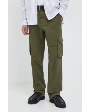 Les Deux spodnie bawełniane kolor zielony proste