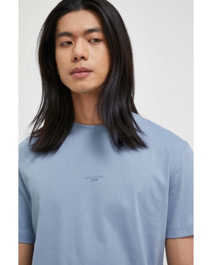 Marc O'Polo t-shirt bawełniany DENIM męski kolor niebieski gładki