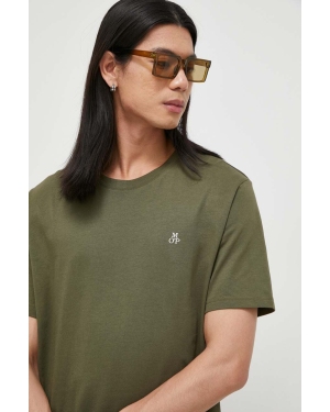 Marc O'Polo t-shirt bawełniany męski kolor zielony gładki