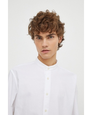 Marc O'Polo koszula bawełniana męska kolor biały regular ze stójką