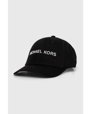 Michael Kors czapka z daszkiem bawełniana kolor czarny z aplikacją