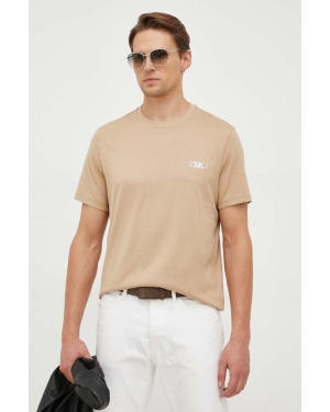 Michael Kors t-shirt bawełniany męski kolor beżowy z aplikacją