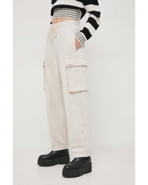 Miss Sixty spodnie dresowe bawełniane kolor beżowy gładkie
