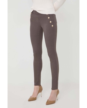 Morgan spodnie damskie kolor brązowy dopasowane high waist