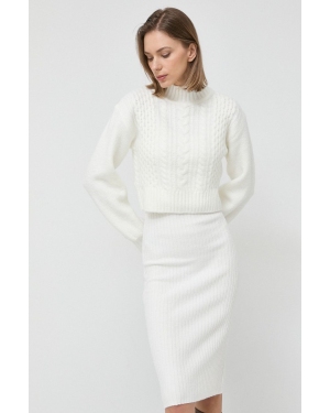 Morgan sukienka i sweter z domieszką wełny kolor biały mini dopasowana