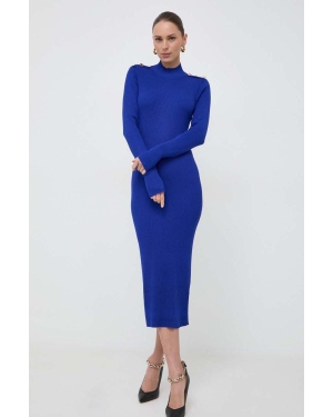 Morgan sukienka kolor niebieski maxi dopasowana