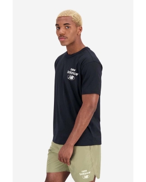 New Balance t-shirt bawełniany kolor czarny z nadrukiem MT31518BK-8BK