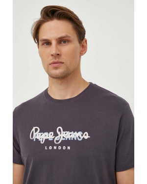 Pepe Jeans t-shirt bawełniany Keegan męski kolor szary z nadrukiem