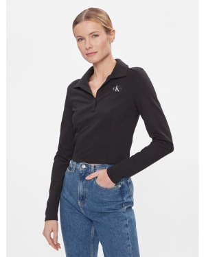 Calvin Klein Jeans Bluzka Polo Collar Milano Regular Top J20J222556 Czarny Regular Fit