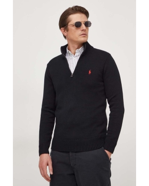 Polo Ralph Lauren sweter bawełniany kolor czarny ciepły